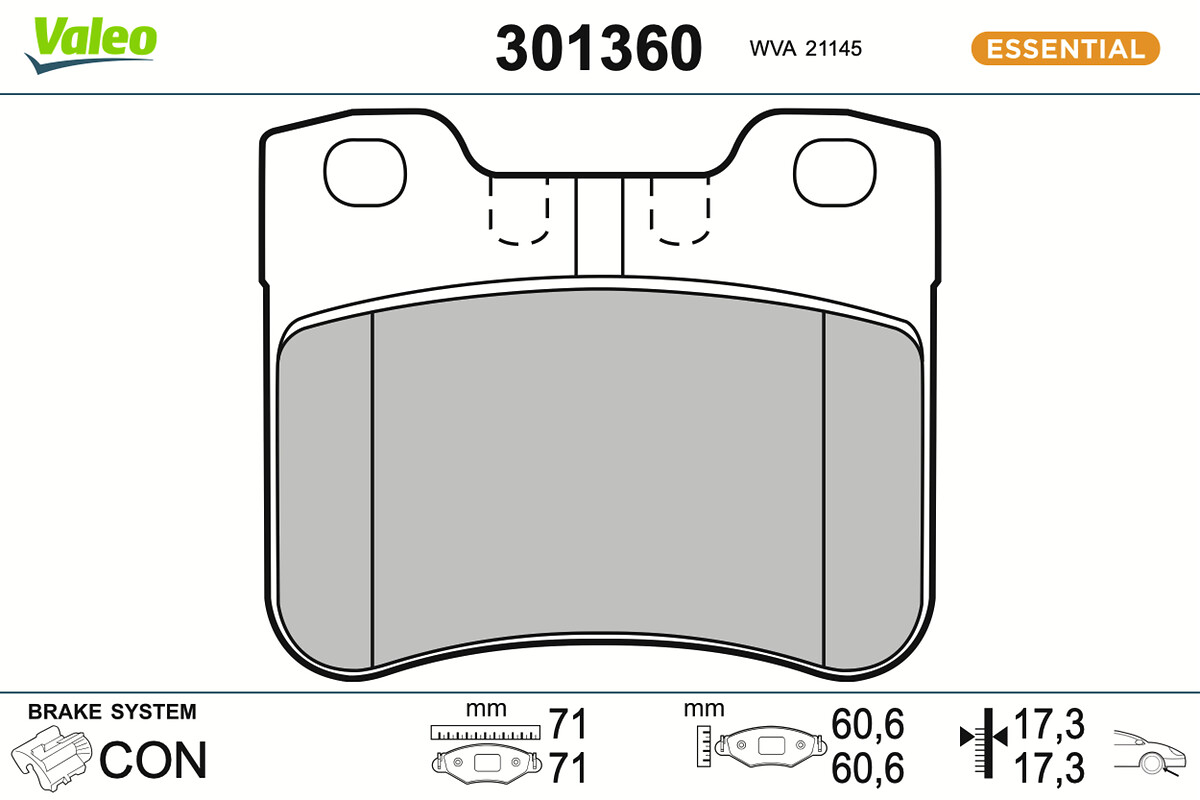 Jeu de 4 plaquettes de frein VALEO ref. 301360